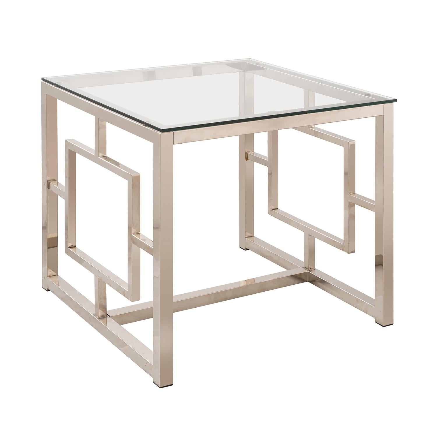 Coaster Furniture Merced 703737 Square Glass Top Side End Table - Nickel IMAGE 1